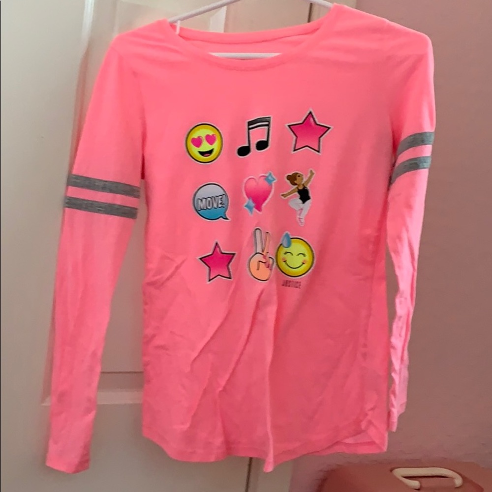 Pink long sleeve shirt with emojis-rarely worn
